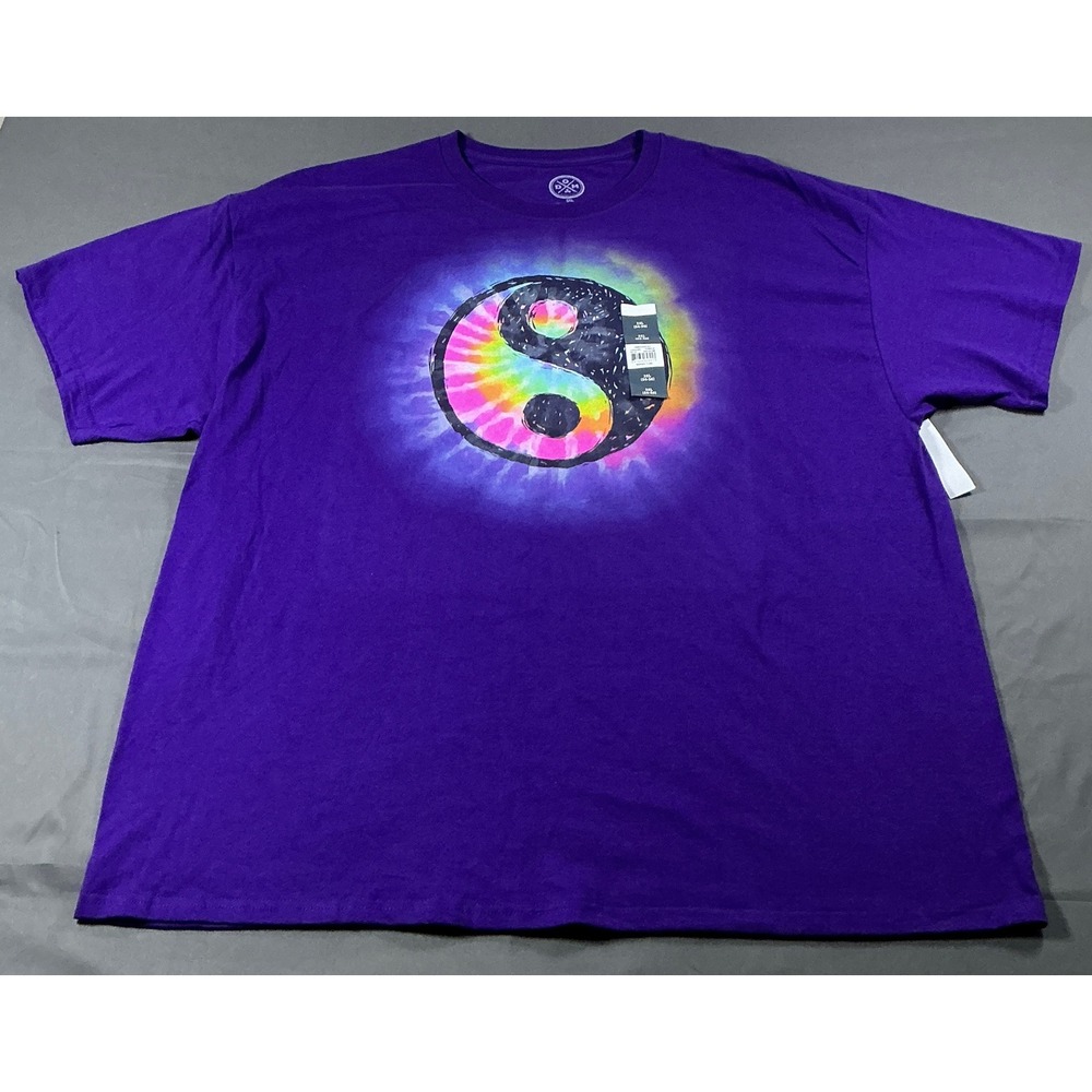 DOM Men Purple Yin Yang Tie Dye Graphic T-Shirt 3XL New NWT Boho